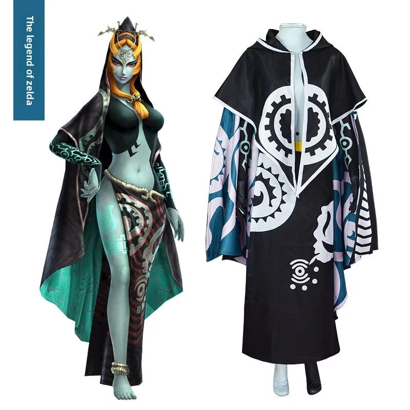 Anime Game Zeldar Midna Princess Cosplay Adult Female Swimwear Halloween Carnival Party Suit Cloak Bodysuit  Plus Size