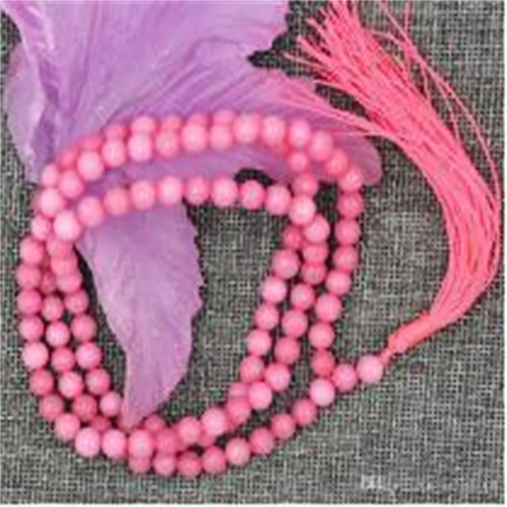 FFREE SHIPPING HOT New 6mm stone Buddhist Rhodochrosite 108 Prayer Beads Mala Bracelet Necklace