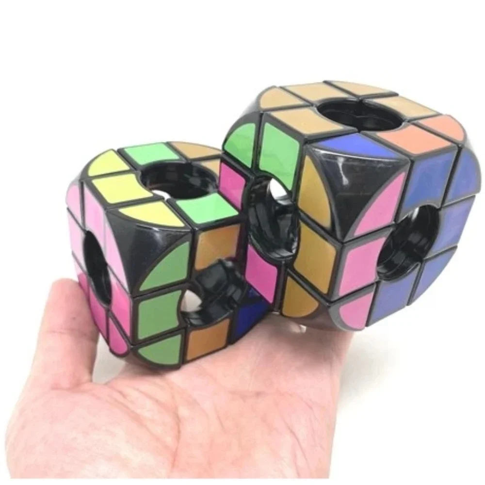 Quebra-cabeça cúbico conjunto para crianças, Vazio arredondado, Cubo duplo 3x3x3, Corpo preto, Jogos de brinquedos educativos