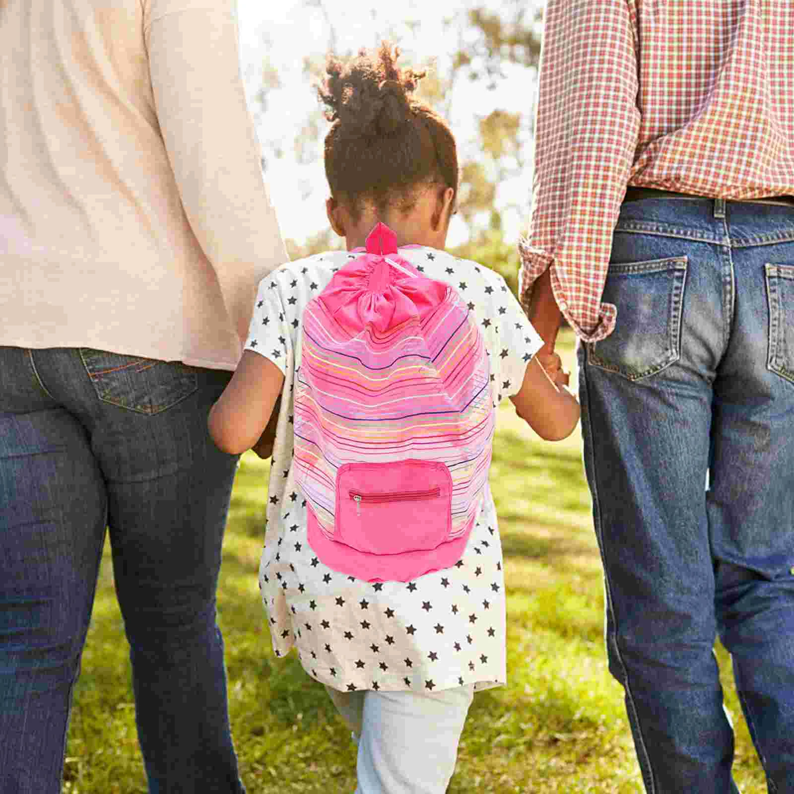 2-teiliger Strand-Aufbewahrungsrucksack, atmungsaktive Taschen, bunte Mesh-Muscheltasche, Kinderspielzeug, tragbares Badezimmer, Waschen