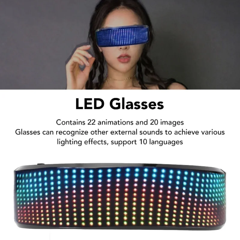 

LED Glasses Bluetooth APP Controlled Customizable RGB Light Up Glasses For Cosplay Party Music Festival