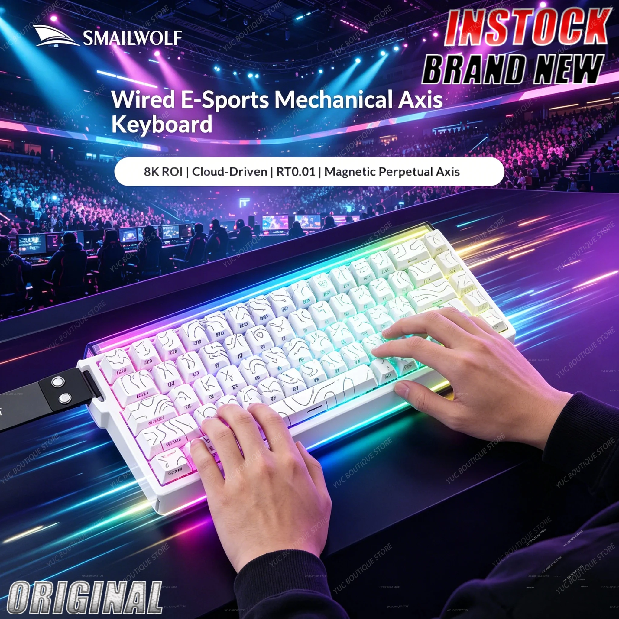 Brand NewSMAILWOLF SK11 68HE Wireless Bluetooth Magnetic Switch Mechanical Keyboard 8K Polling Rate Professional E-Sport Gaming