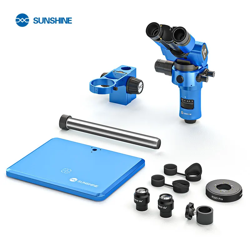 SUNSHINE Electronic Trinocular Microscope Tools R360PRO Foldable Integrated 7-58X Zoom 4K HD Multimeter Camera Rotatable Vision 8
