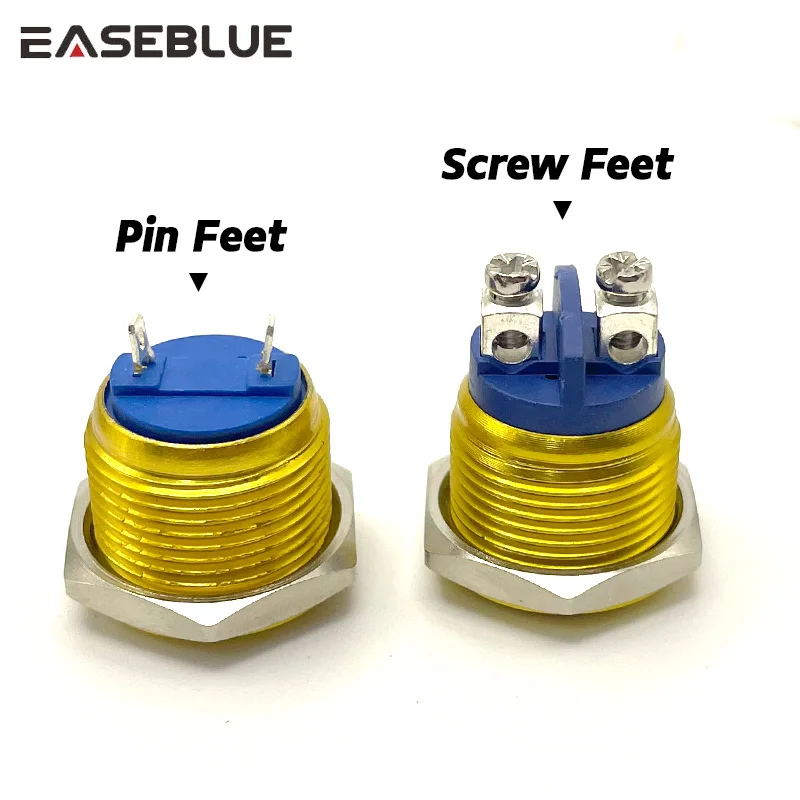 22mm metal Push Button Switch Momentary Self Reset /latching Oxidation Red Yellow Blue Green BlackﾠScrew pins Feet high flat bal