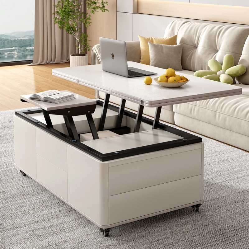 Wheels Aesthetic Coffee Table Modern Minimalist Nordic Salon Coffee Table Folding Design White Mesa De Centro Sala Furniture