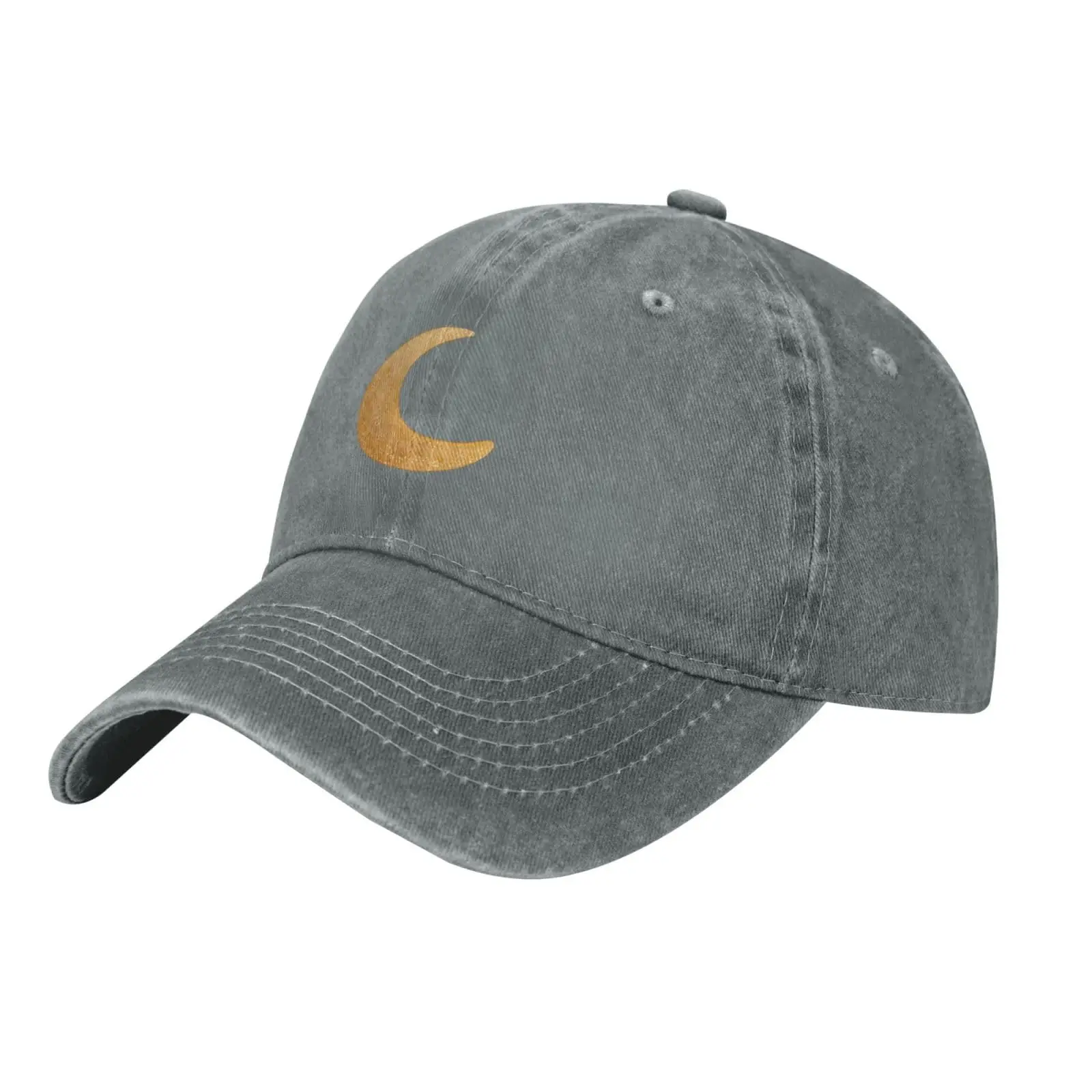 The Golden Crescent Moon Baseball Cap For Men Women Pure Cotton Hat Adjustable Cap Vintage Trucker Hat Golf Hats Dad Hat Gray