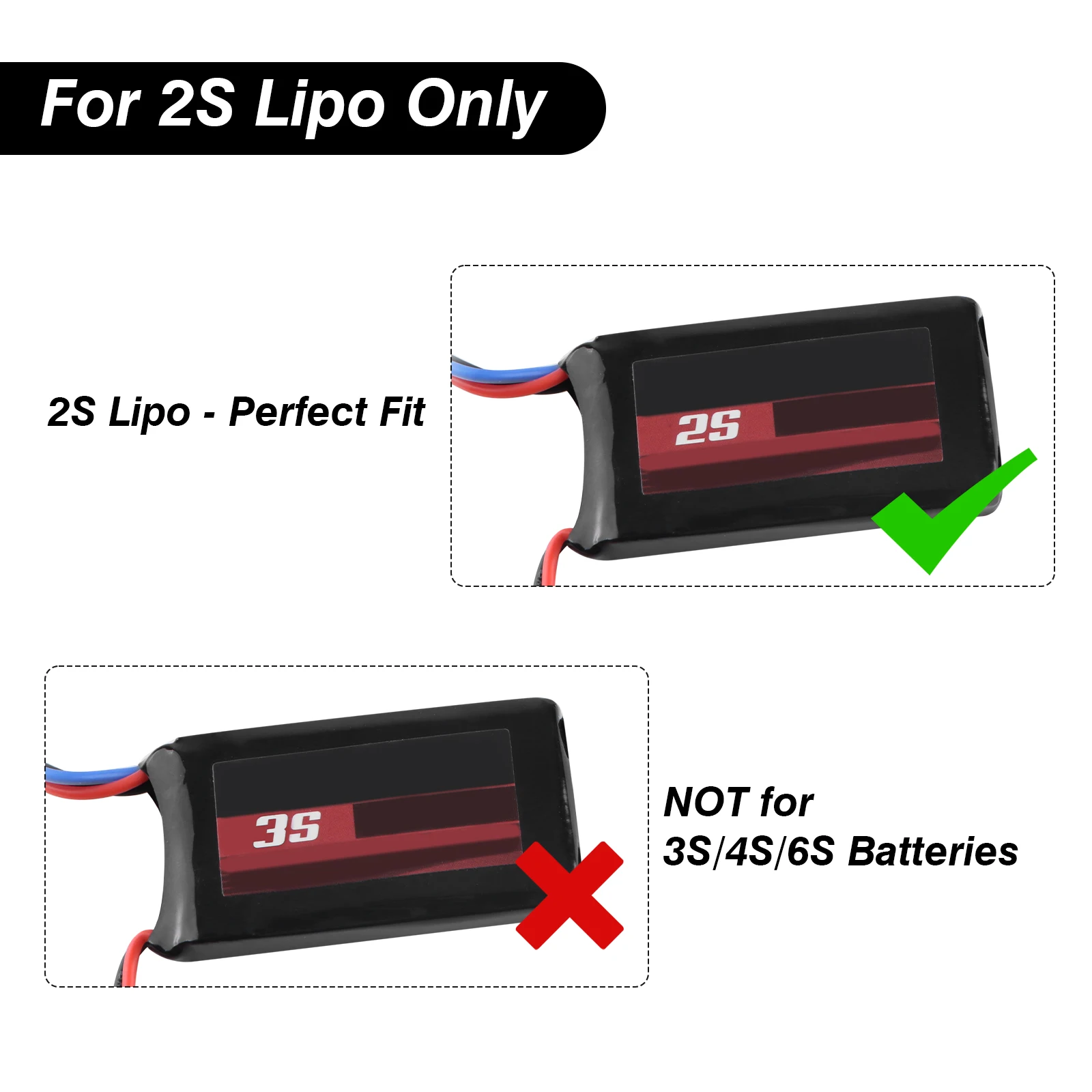 ModRax RC Battery Tester, Only for 2S Lipo Battery Digital Percentage for 1/30 SCX30 1/24 SCX24 FCX24 1/18 TRX4M Ascent-18