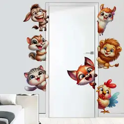 Cute Baby Animal Wall Sticker, Nursery Living Room Bedroom Wall, Kitchen Refrigerator Door Home Decoration Funny Decals M859
