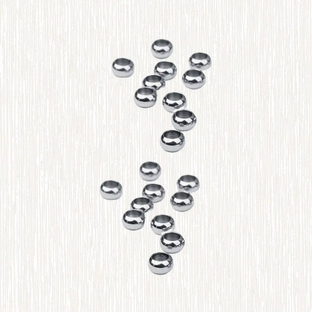 

20 Pcs Large Hole Beads Creative DIY Accessories Jewelry Making Spacer Round Stainless Steel Craft Necklace