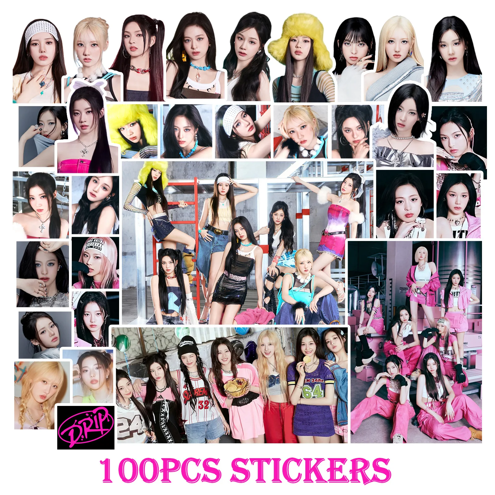 100Pcs/Set BABYMONSTER Idol Girl New Album DRIP Series HD Printd Waterproof Sticker Decoration Notebook Photo Sticker Fans Gifts