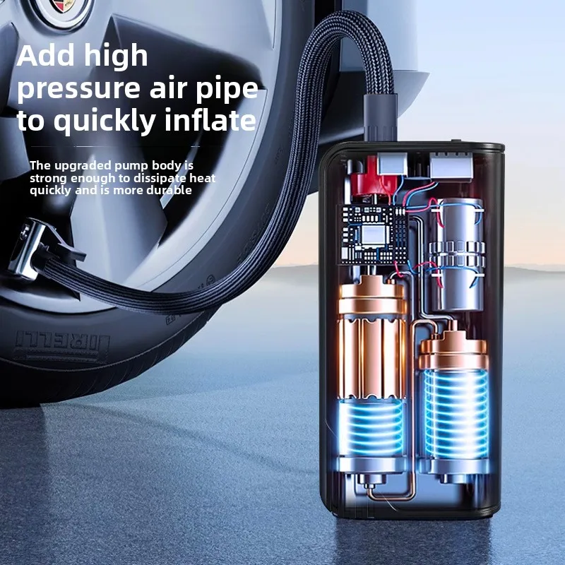 Bomba de ar para carro e fonte de alimentação de emergência combinada de banco de potência para carros