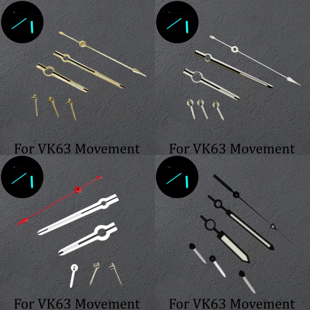 Blue Green Luminous Modification Parts Fits VK63 Movement Multi-function Chronograph Pointer for Royal Oak Daytona Watch Hands