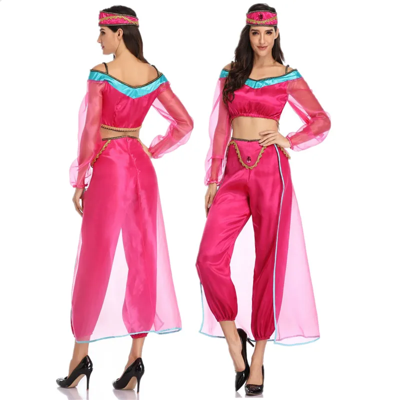 

New Adult Aladdin's Lamp Jasmine Princess Costume Halloween Party Fairy Tale Cosplay Costume Belly dance Costume