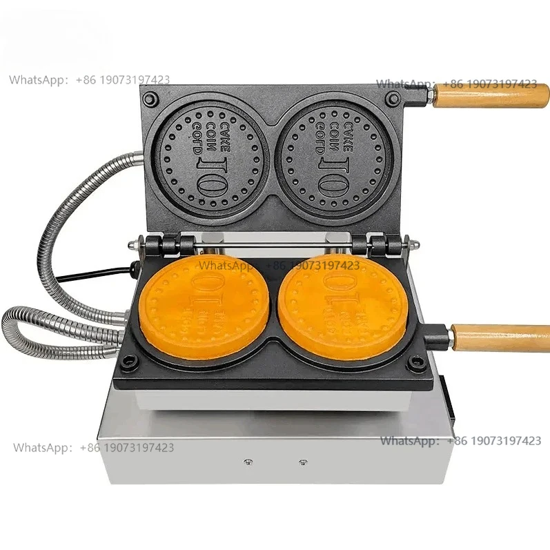 hot selling fancy snack equipment- commercial golden coin shape waffle maker electric
