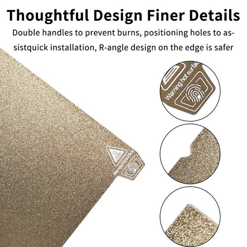 Imagen 2 del producto Lámina de PEI para Creality K1/K1 MAX Ender 3 S1 Pro Ender3 S1/5 S1, Placa de Acero con Textura PEI, Lámina de Acero para Impresión 3D, Placa de Construcción Lisa de PEI