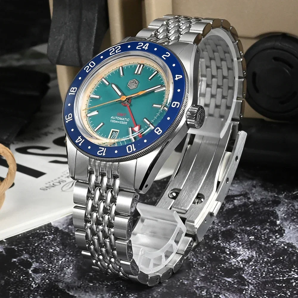 San Martin Original Design 39.5mm Men Watch SN0116 GMTJapan NH34 Automatic Mechanical Watches Fashion Waterproof 100m Wristwatch