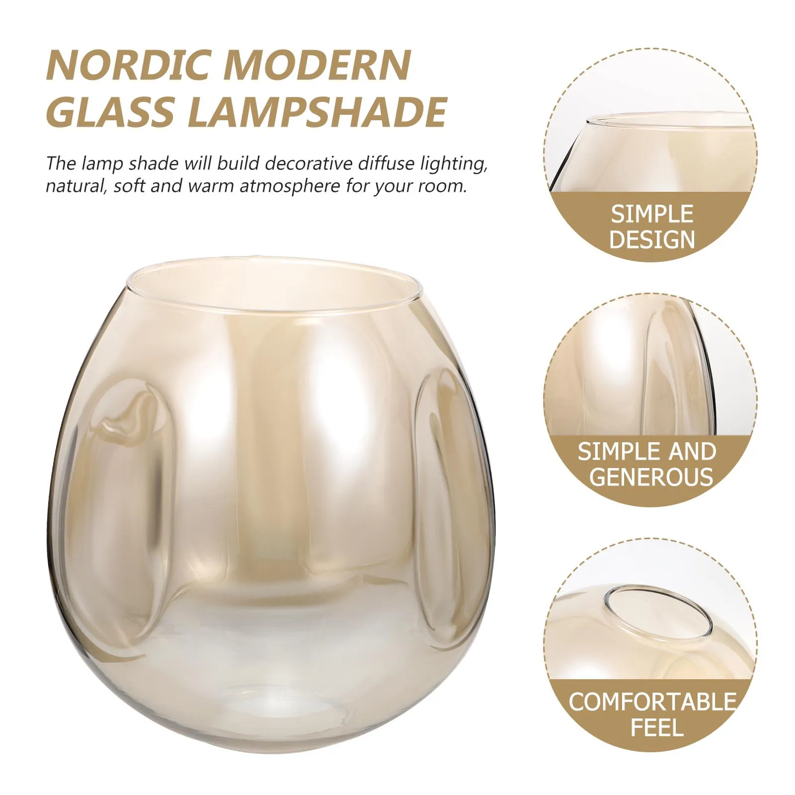 

1Pcs Transparent Glass Lampshade European Style Durable Bedroom Living Room Decorative Diffuse Lighting No Dazzling Eye