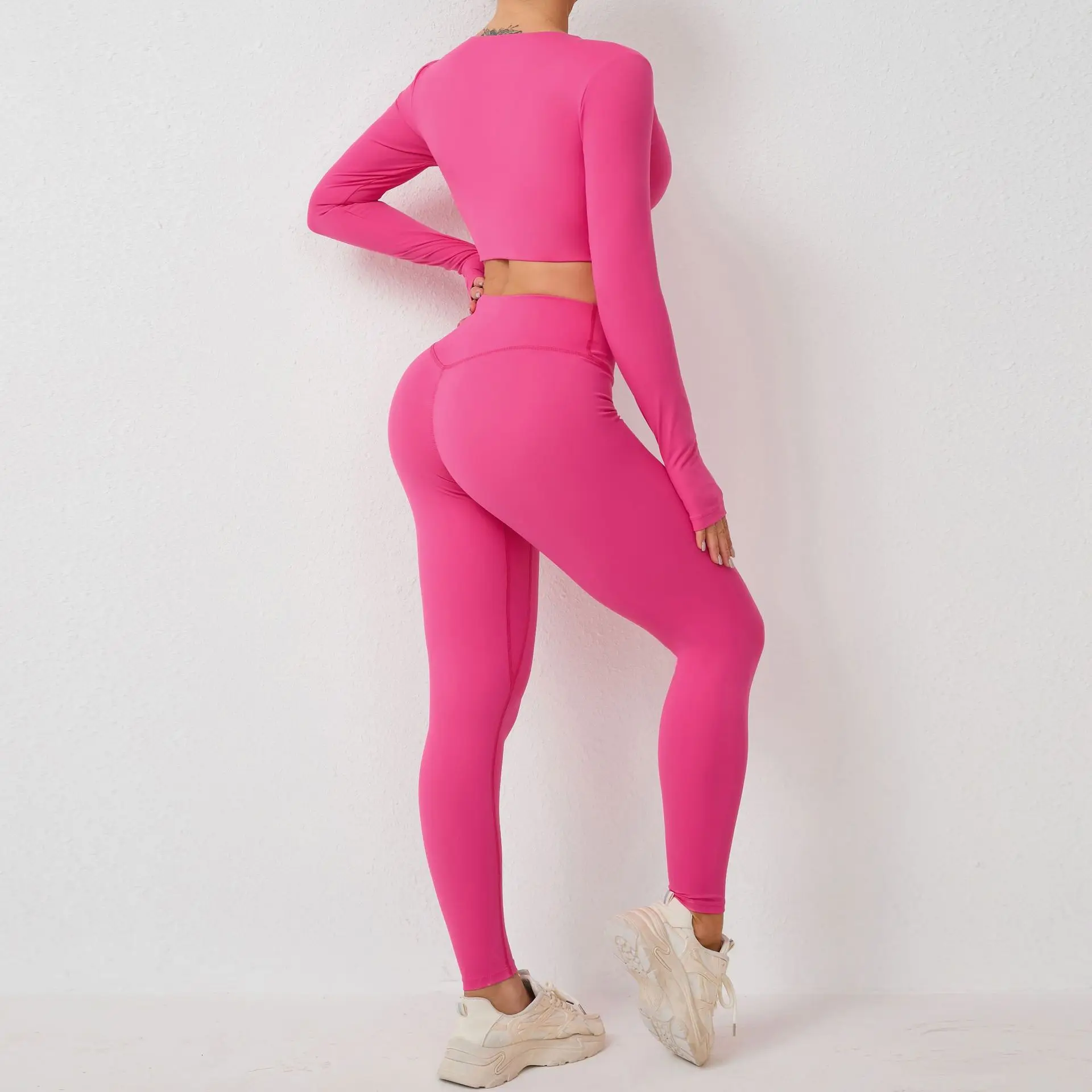 2Pcs Set Women's New Spring Autumn Leisure Tight Sports Fitness Dance Performance Yoga Suit