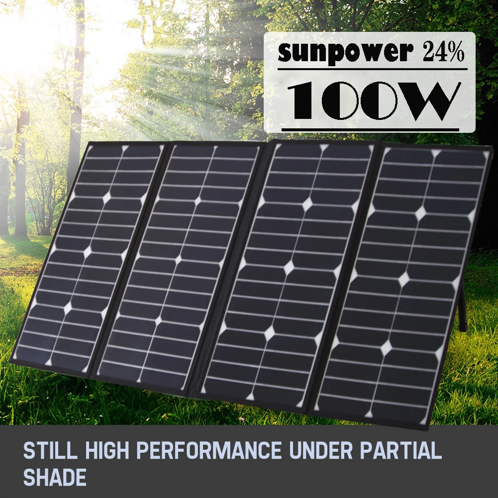 Portable 100 Watt Folding Solar Panel Charger For Camping RV Solar Power Controller And Charging Device view 3