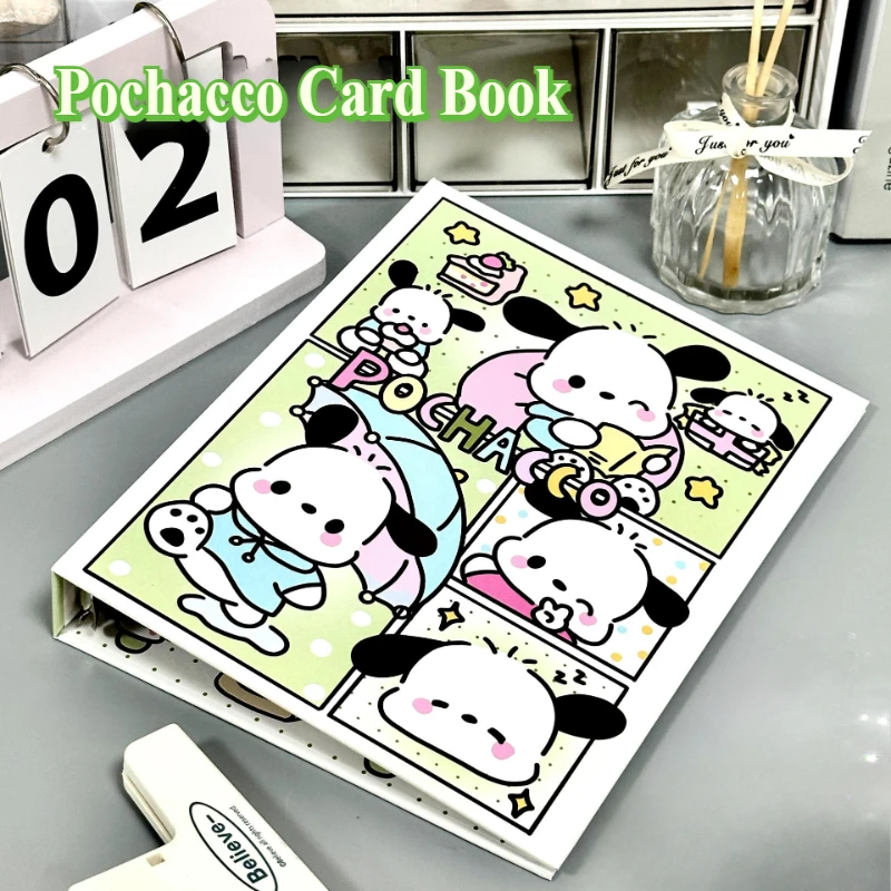 Kawaii Sanrio A5 Hardcover Loose-leaf Card Book Cinnamoroll Pochacco Four-grid Photo Storage Book My Melody Kuromi Storage Book