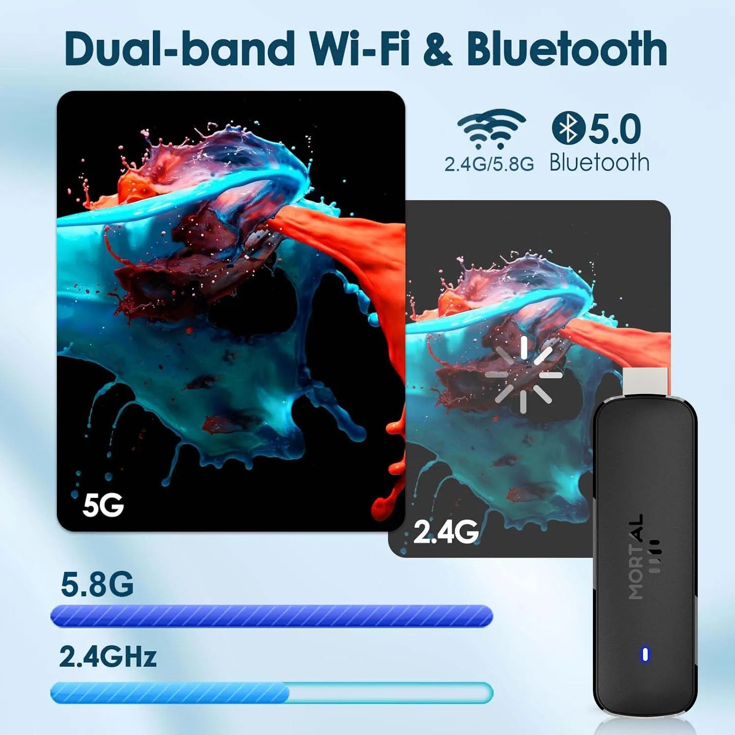 Mortal Q8 ATV TV Stick Android 14 WIFI6 4K Allwinner H313 Quad-core Cortex A53 CPU BT5.0 Comando de voz Multi-language Smart TV Box