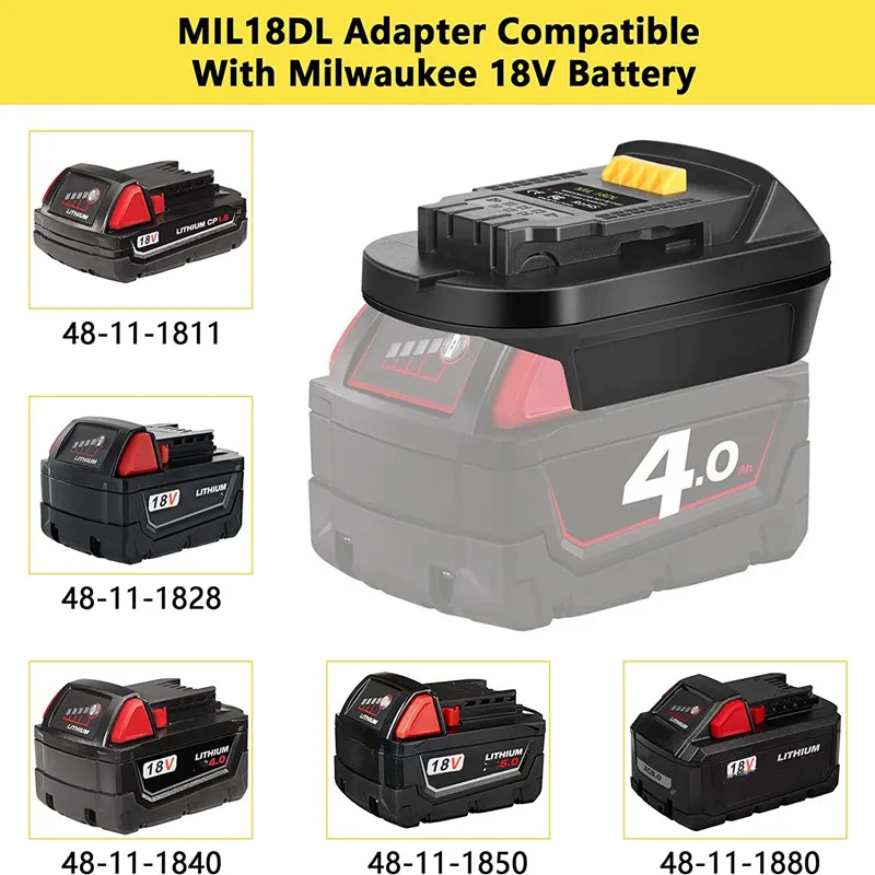 Nerw MIL18DL Battery Adapter Converter for Milwaukee 18V Li-ion Battery Convert to For Dewalt 18V 20V Li-ion Battery Power Tools