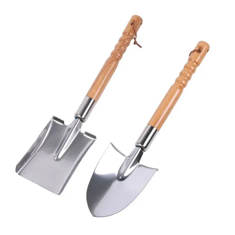 1 stainless steel multifunctional farming transplant shovel, portable household tool, wooden handle garden shovel