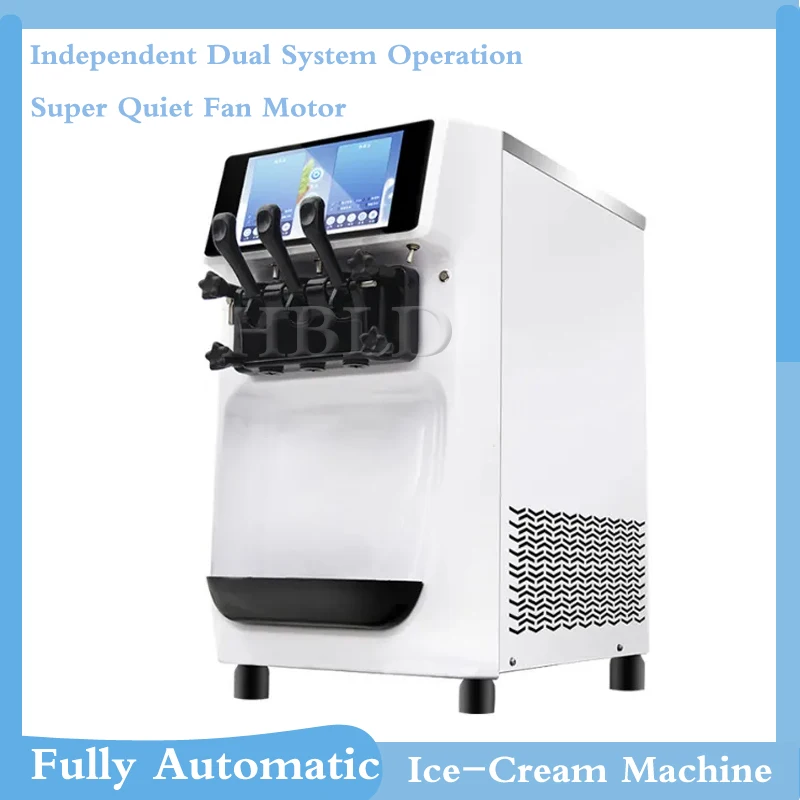 Fully Automatic Three Types Of Mixed Flavor Soft Ice Cream Machine, Commercial Dual System Frozen Yogurt Machine