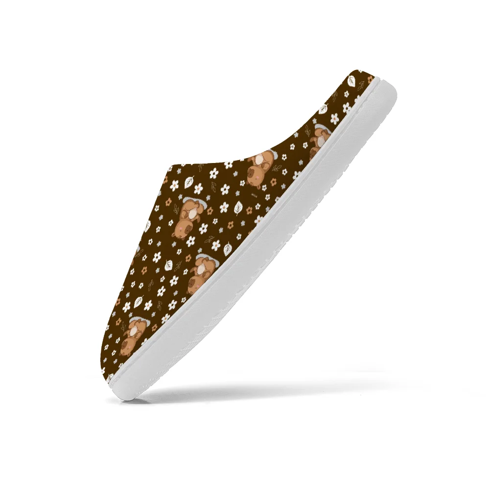 Домашние хлопковые тапочки с принтом медведя, сохраняющие улыбающиеся, для высококачественной плюшевой повседневной теплой обуви, термотапочки