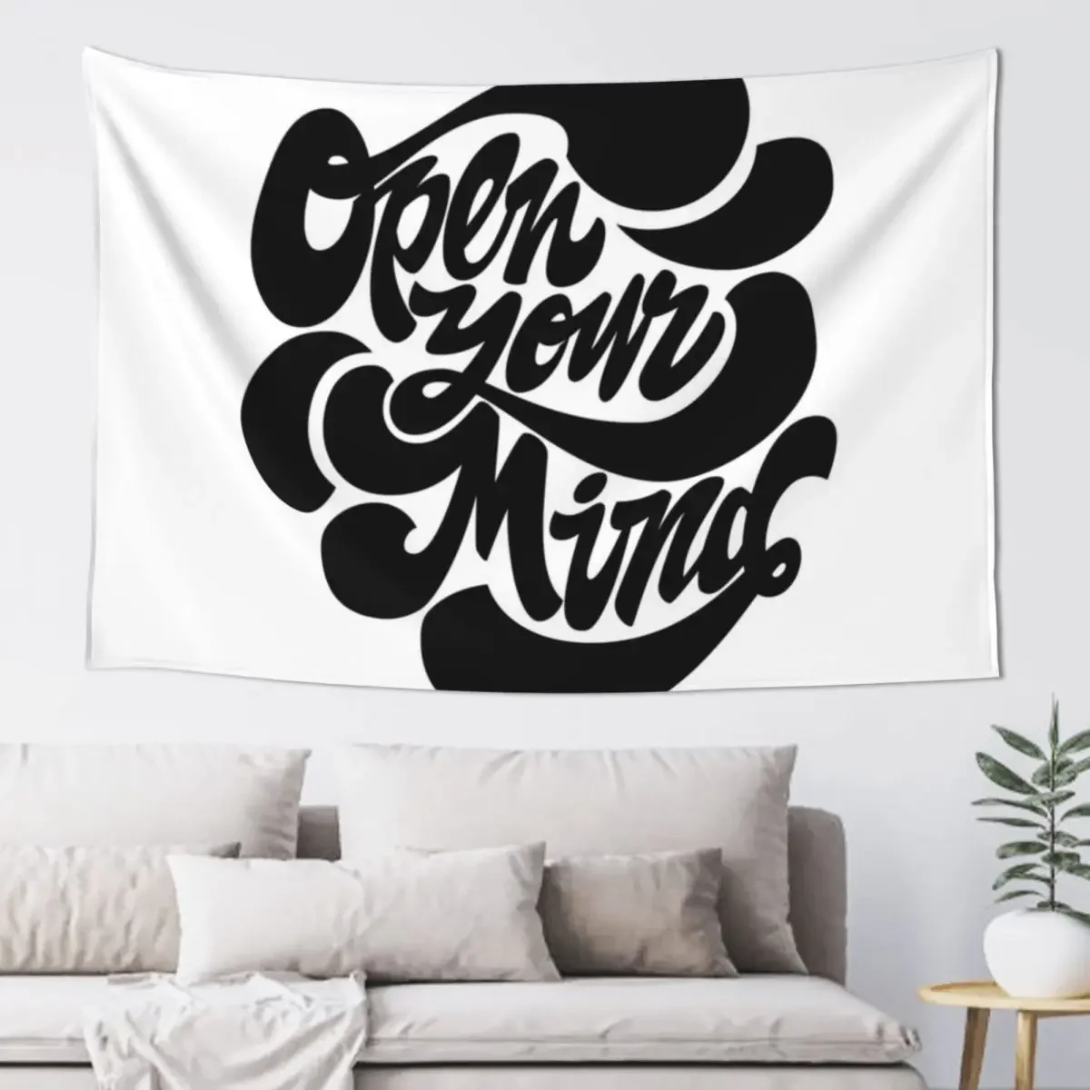 Open Your Mind lettering Tapestry Living Room Decoration Aesthetic Room Decor Tapestry