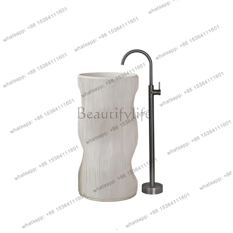 wabi-sandy striped special-shaped column basin floor-to-ceiling personalized creative face wash table