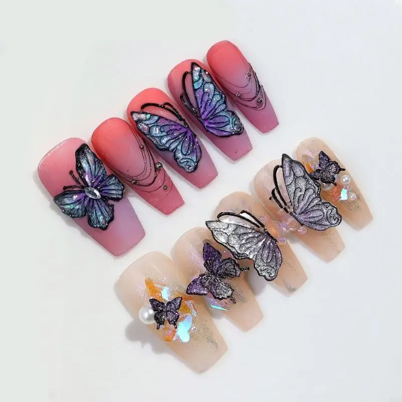 3D Berbagai Ukuran Kupu -kupu Stempel Stensil Stensil UV Gel Polandia Manicure Cetakan B95B