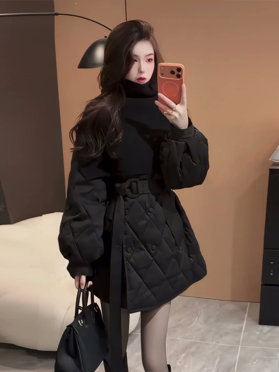 

Женская вязаная куртка-пуховик с ромбовидным узором, приталенная, теплая, белая, на пуху, зимняя, новая, для повседневной носки