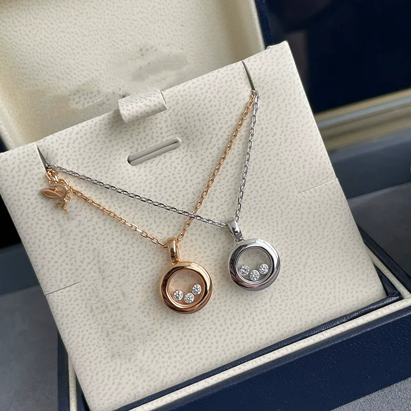 

High Quality Sliding 3 Zirconia Pendant Necklace For Women Luxury Fine Jewelry