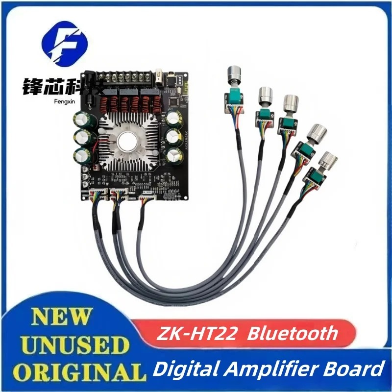 

ZK-HT22 2,1-канальный TDA7498E Bluetooth 5,1 модуль цифрового усилителя мощности сабвуфер высокого и низкого тона 160WX2 + 220 Вт