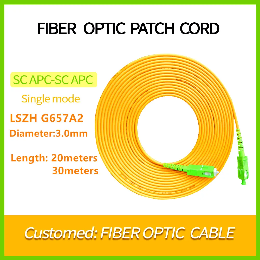 

10m 15m 20m 30m Fiber Opitc Cable SC/APC-SC/APC FIber Optic Patch Cord Ftth Fiber extension cable