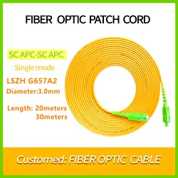 Cable de fibra óptica de 10m, 15m, 20m, 30m, SC/APC-SC/APC, cable de conexión de fibra óptica, cable de extensión de fibra Ftth