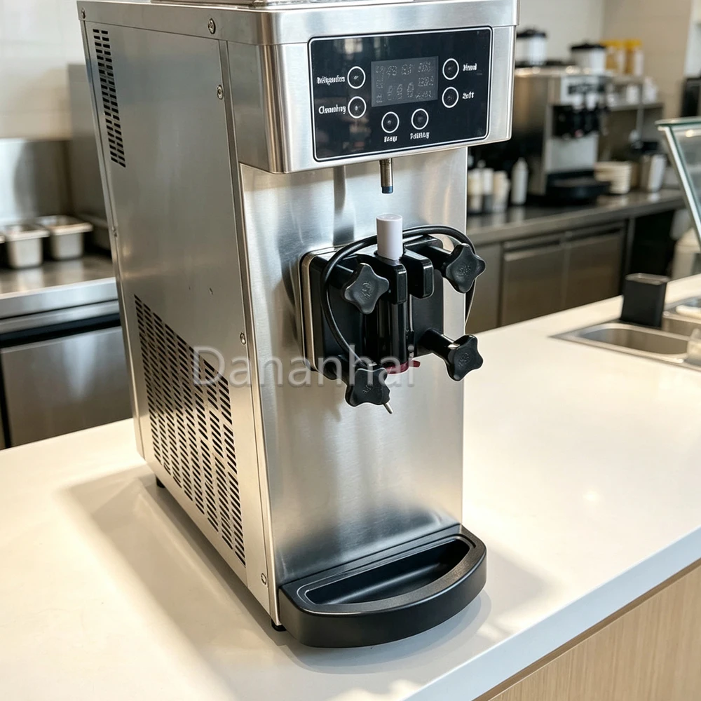 Ice Cream Dispenser Machine, Single Head High Output Soft Serve Frozen Yogurt Maker for Cafe Business