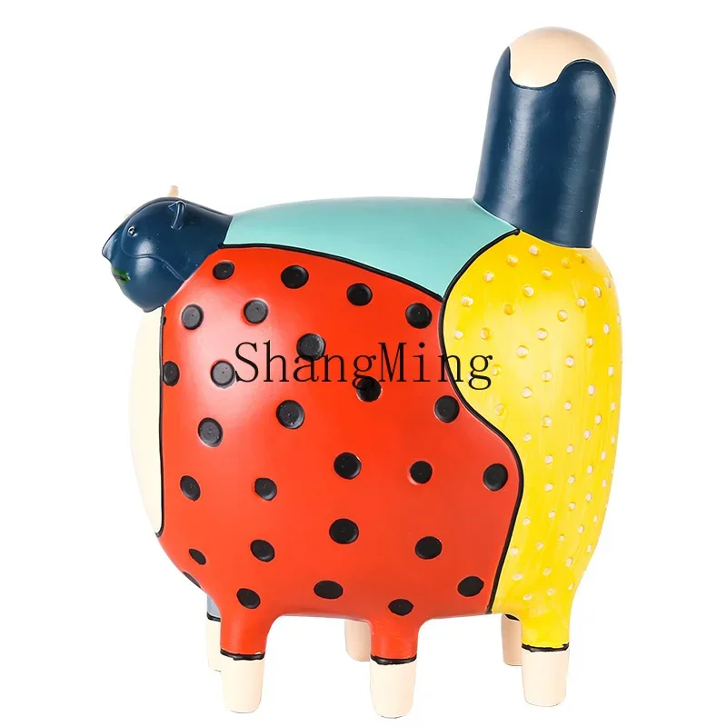 PYH Modern Minimalist Abstract Color Polka Dot Cat Ornament Model Room TV Cabinet Ornament Cartoon Ornament