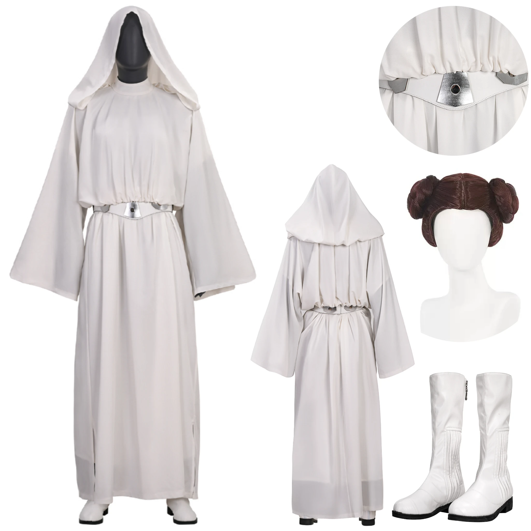 Disfraz de princesa Leia, disfraces elegantes para mujer, disfraz de Cosplay, trajes de fiesta de Carnaval y Halloween