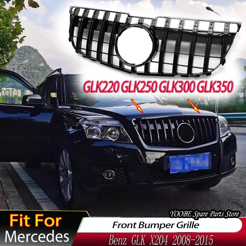 GT Style for Mercedes Benz GLK X204 GLK220 GLK250 GLK300 GLK350 2008-2015 Front Bumper Grille Radiator Mesh Hood Grill Tuning
