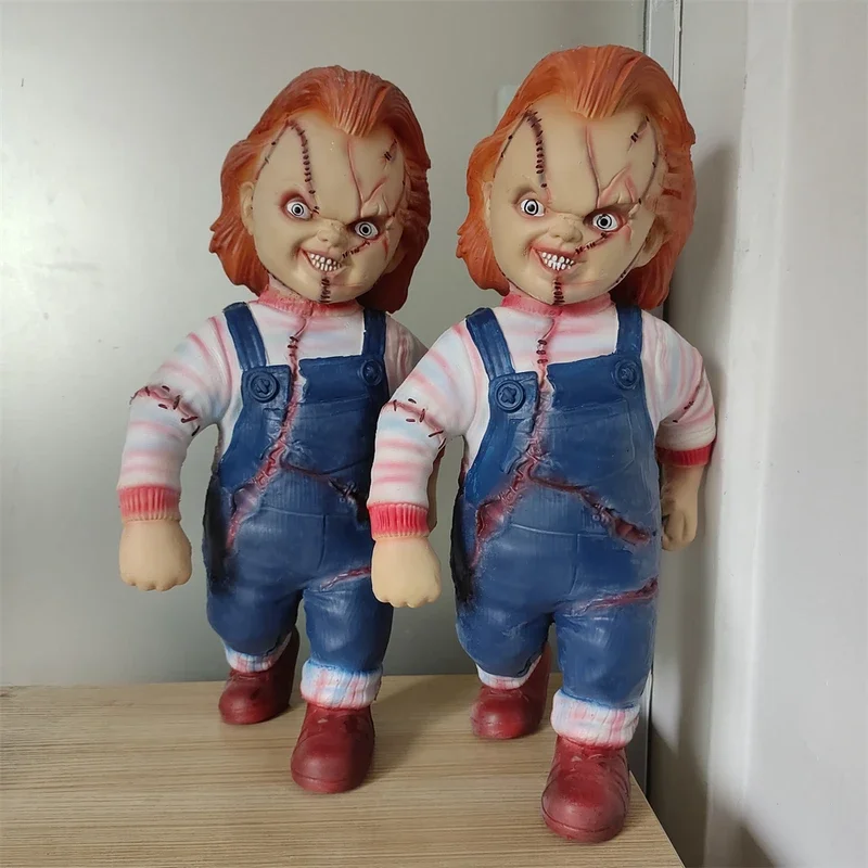 1:1 Size Lifelike Chucky Doll Child's Play Horror Killer Sculpture Latex Props Halloween Horror Party Decoration Foam Filling