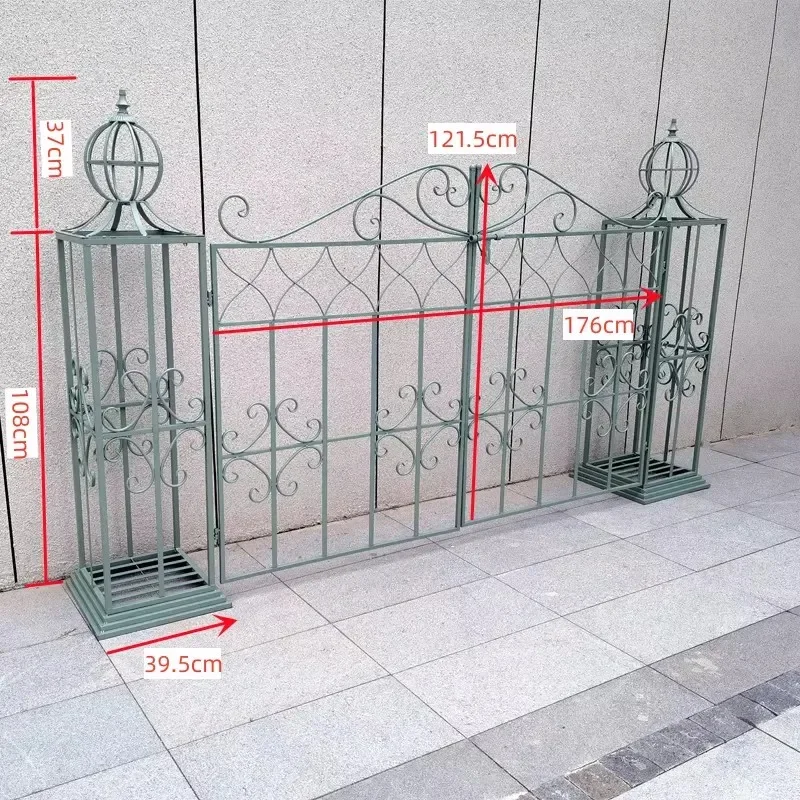 Porta Pátio Estilo Europeu Feita de Ferro Forjado Retro, Porta de Entrada Pátio Velho, Villa Jardim Coluna