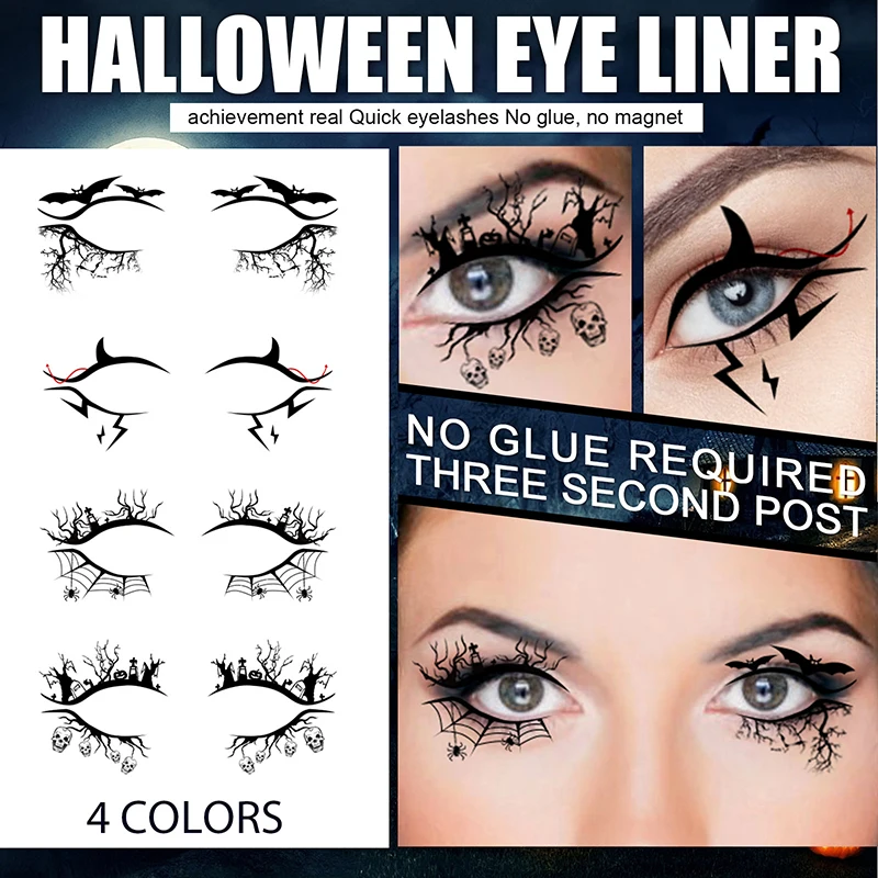 Eyeliner Sticker Eye Tattoo Waterproof Disposable Eyeshadow Eyeliner Face Bat Sticker Halloween Decoration Makeup