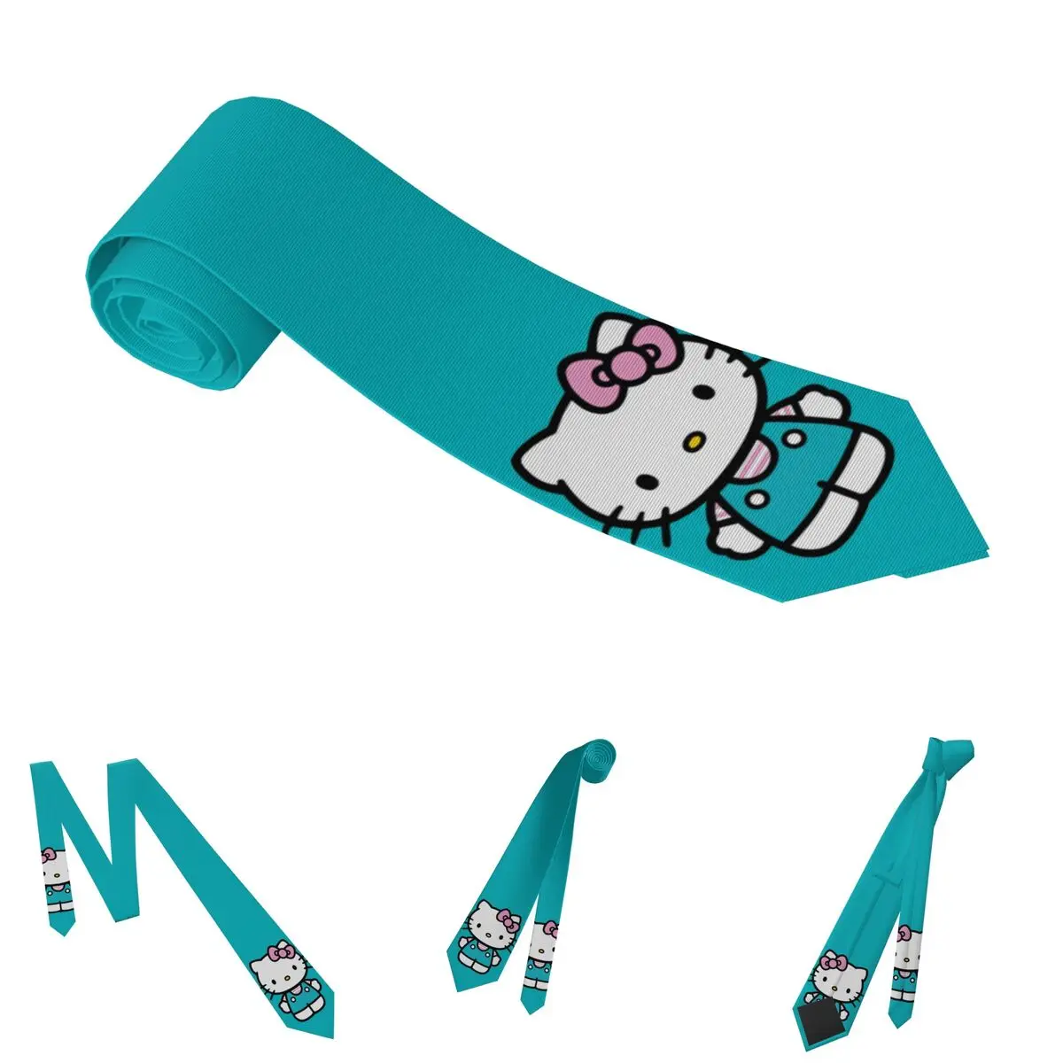 ربطة عنق هالو كيتي للرجال من البوليستر الحريري 8 سم ربطات عنق كلاسيكية كاواي كارتونية للرجال إكسسوارات حفلة Gravatas