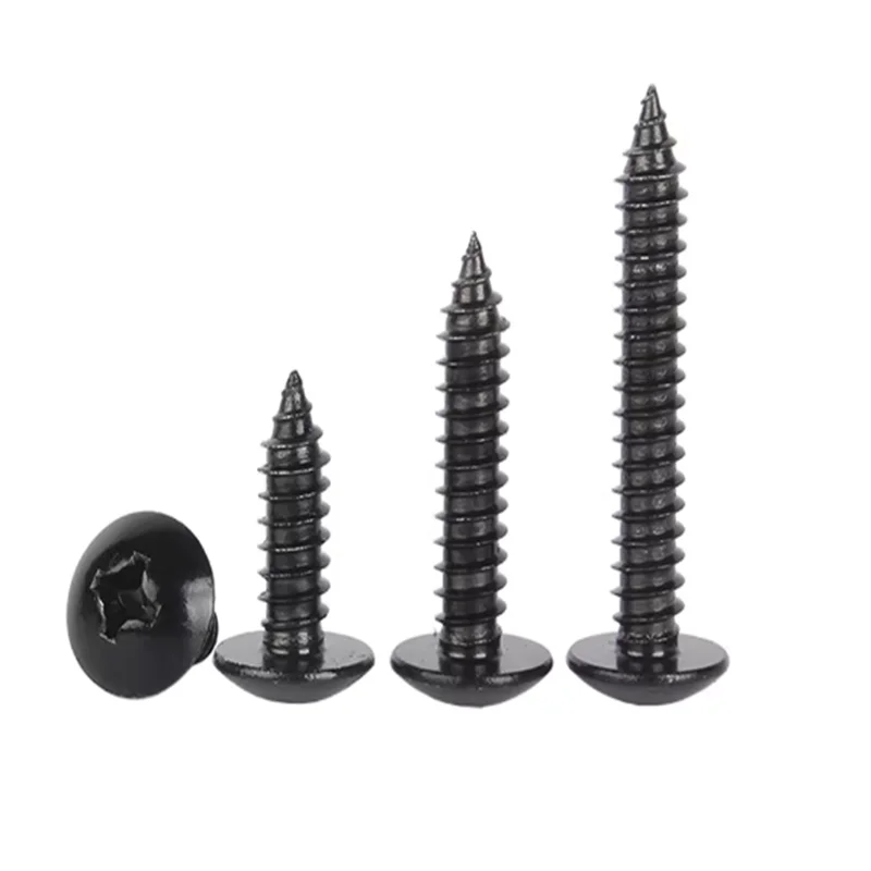 50-25pcs M3 M4 M5xLSteel With Black Phillips Truss Head (cross Recessed Mushroom Head) Self Tapping Screws