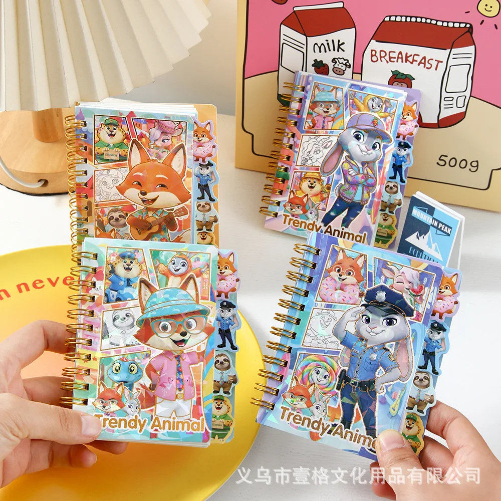 1 قطعة لمجموعة دفتر Zootopia الثقافية والإبداعية البرنز لفائف اليد دفتر الأستاذ الصغير المحمولة الكرتون جيب المفكرة دفتر