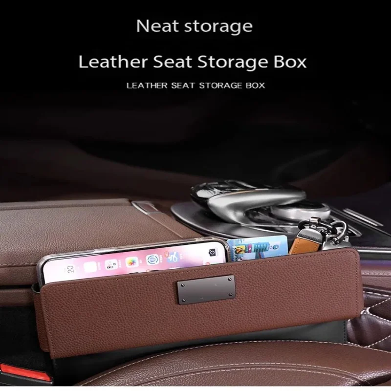 Real Leather Car Seat Gap Box Ctom Car Logo Multi functional Car Seam Storage Box Complete Collection Popular Item Four Colors