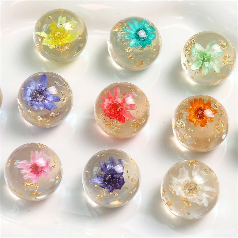Wholesale 30pcs/lot 20mm color flowers core geometry rounds shape resin cabochon beads diy jewelry hair garment accessory