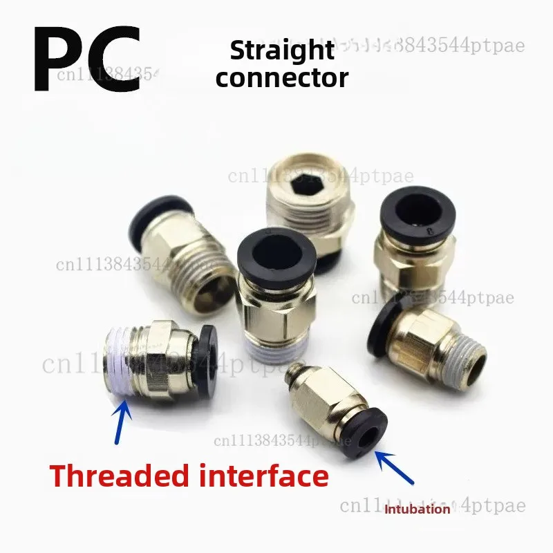 20-piece Pc Series Pneumatic Straight Black Pneumatic Tube Quick Connect Fittings